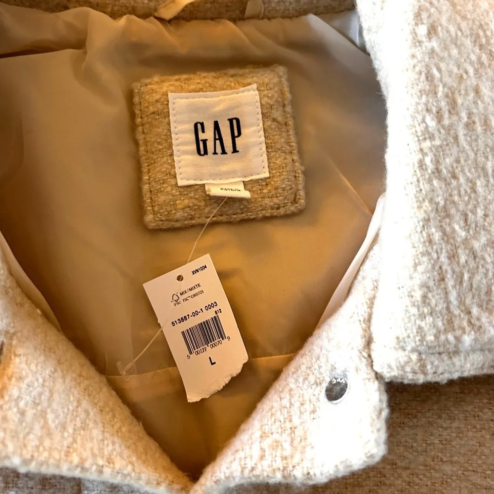 GAP boucle cropped Icon jacket in birch white. - Picture 5 of 12